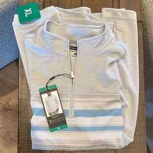 Pebble Beach Light Gray and Blue Zip Up Sweater
